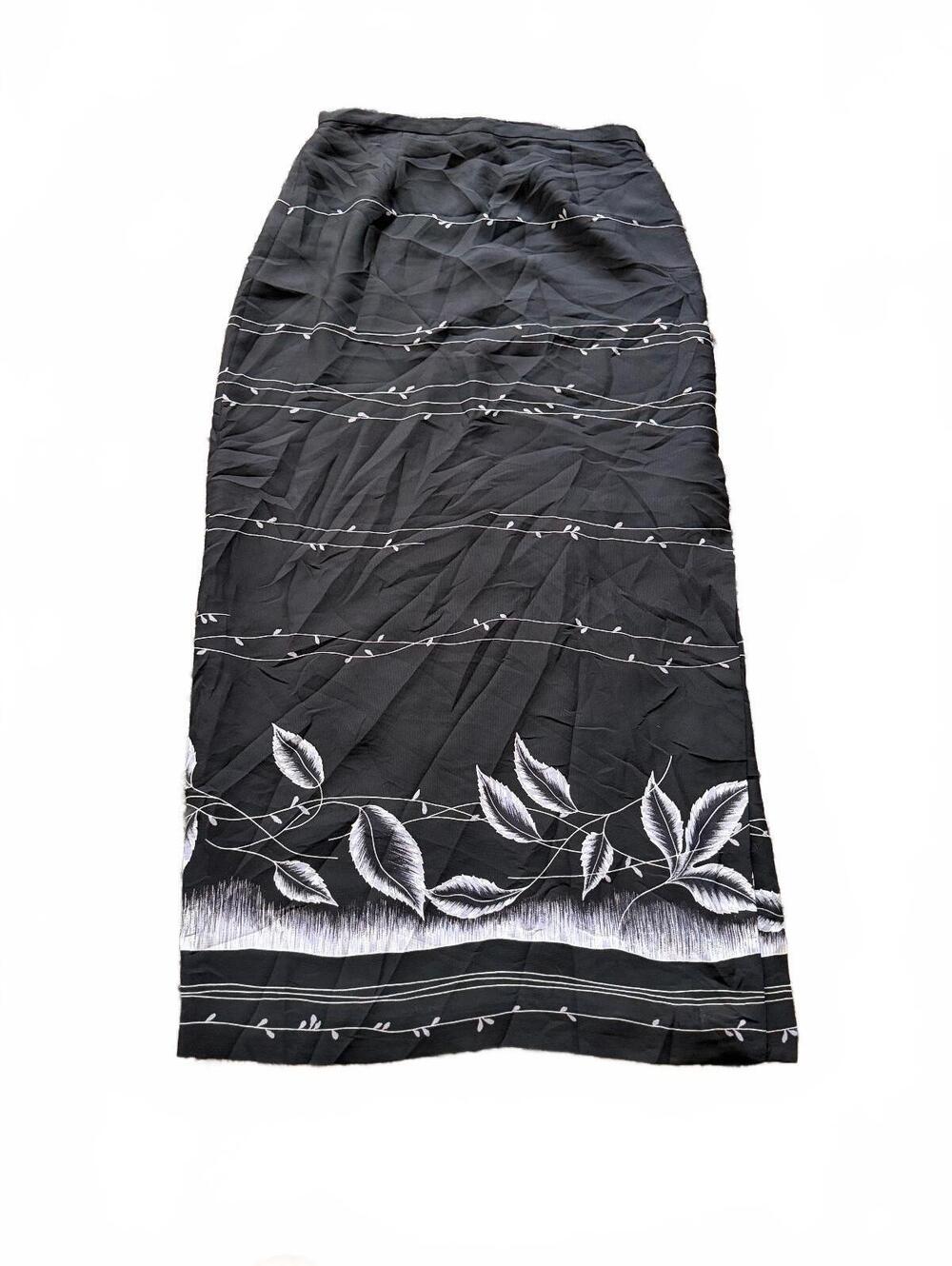 Josephine Chaus Collection Size 8 Black Floral Leaf Print Maxi Skirt